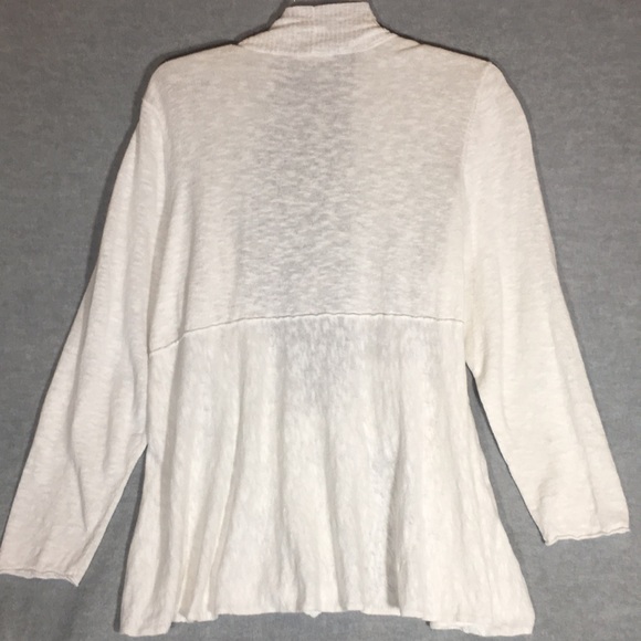 EILEEN FISHER Linen Cotton Knit Blend Open Front Long Line Springtime Cardigan - Picture 2 of 16